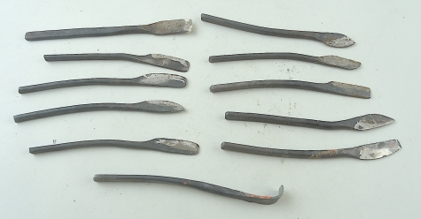 Sculptors tools in leather roll